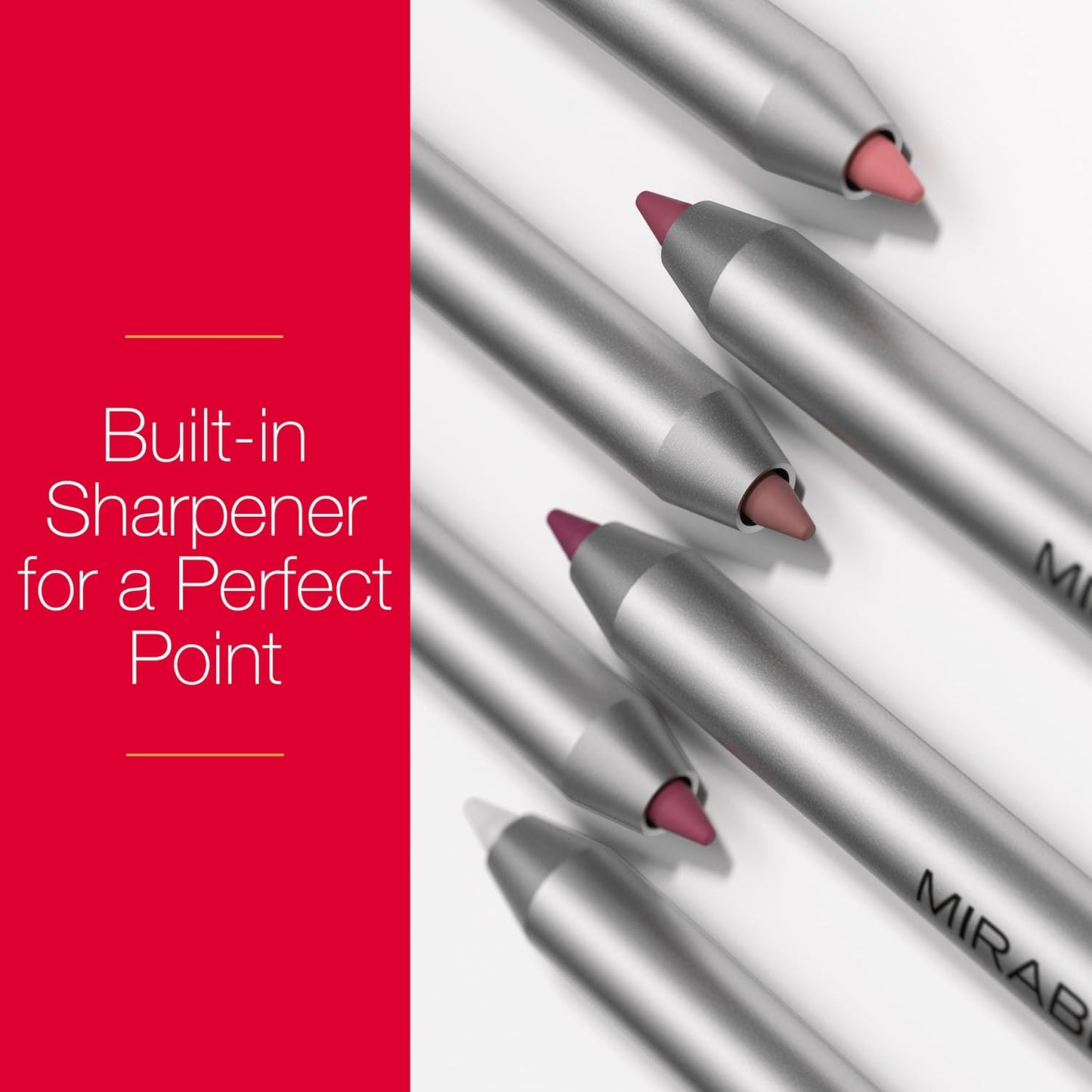 Mirabella Line & Define Lip Definer Lip Pencil, Smoothing & Moisturizing Retractable Lip Liner with Long-Lasting & Ultra-Creamy Formula, Antioxidants Vitamin C & E, & Built-In Sharpener - Flirty