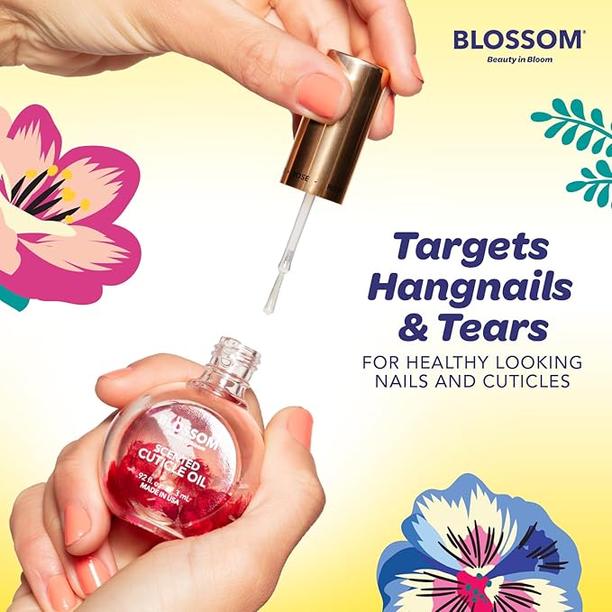 Blossom Cuticle Oil for Nails, Hydrating, Moisturizing, Scented Nail Oil Cuticle Care, Infused with Real Flowers, Made in USA, 0.92 fl. oz, Lily
