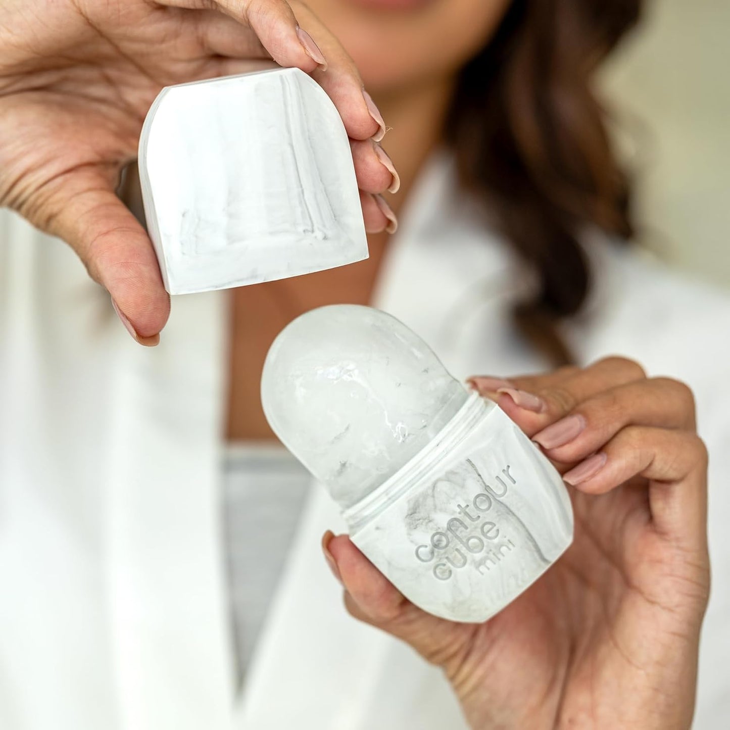 Contour Cube Mini - Revolutionary Ice Roller for Sculpting & De-Puffing - Face Ice Roller & Massager - Ice Mold for Face - Compact Skin Care Tools for Daily Skincare & Travel - Marble