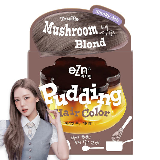eZn Pudding Hair Dye, Ammonia-Free, Semi-Permanent DIY Korean Hair Dye Color with Keratin, Odorless Gentle for Sensitive Skin No Skin Irritation (Mushroom Blond)