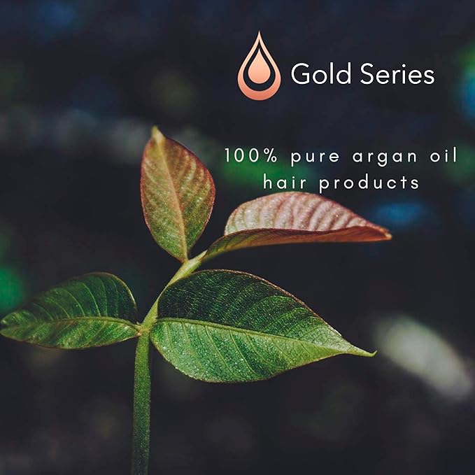 Gold Series Leave-In Hair Mask – Argan Oil Hair Mask Enriched with Keratin – Nourishing and Gently Detangling Leave In Conditioner Spray for Curly, Frizzy or Damaged Hair, 4.2 Fl.oz