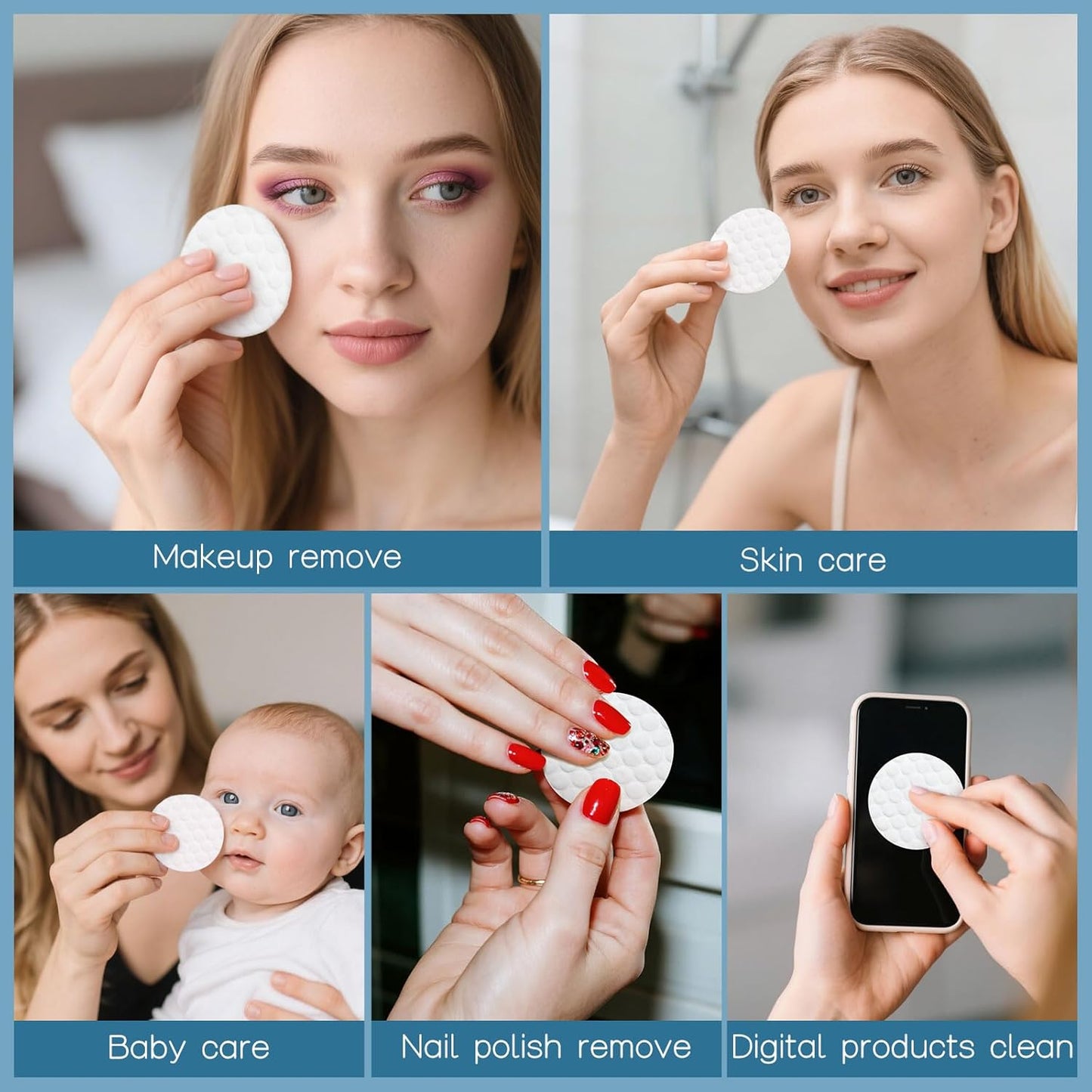 Travel Size Cotton Rounds Individually Wrapped Cotton Rounds Bulk Makeup Cotton Pads Soft for Most Skin Types Personal Care Kit Hotel Amenities (2 Pcs/Set, 100 Sets in Total)