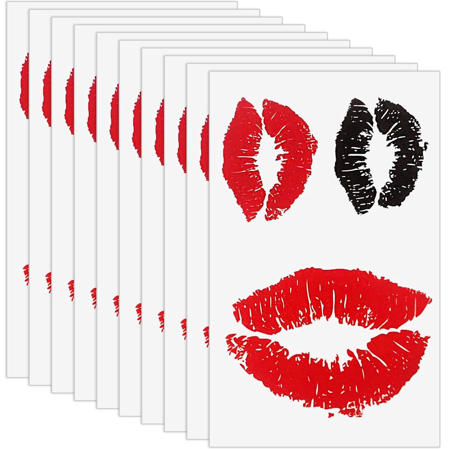 20 Sheets Red Lips Fake Temporary Tattoos, Self-adhesive Fake Red Lips Stickers, Waterproof Face Stickers for Adult Women Girls Face Body Valentines Day Halloween Decorations