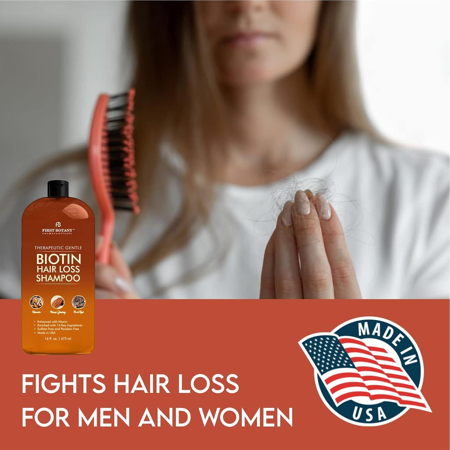 First Botany, Anti Hair Loss and Hair Regrowth Shampoo 16 fl oz, with DHT blockers- Daily Hydrating, Detoxifying, Volumizing Shampoo For Men and Women