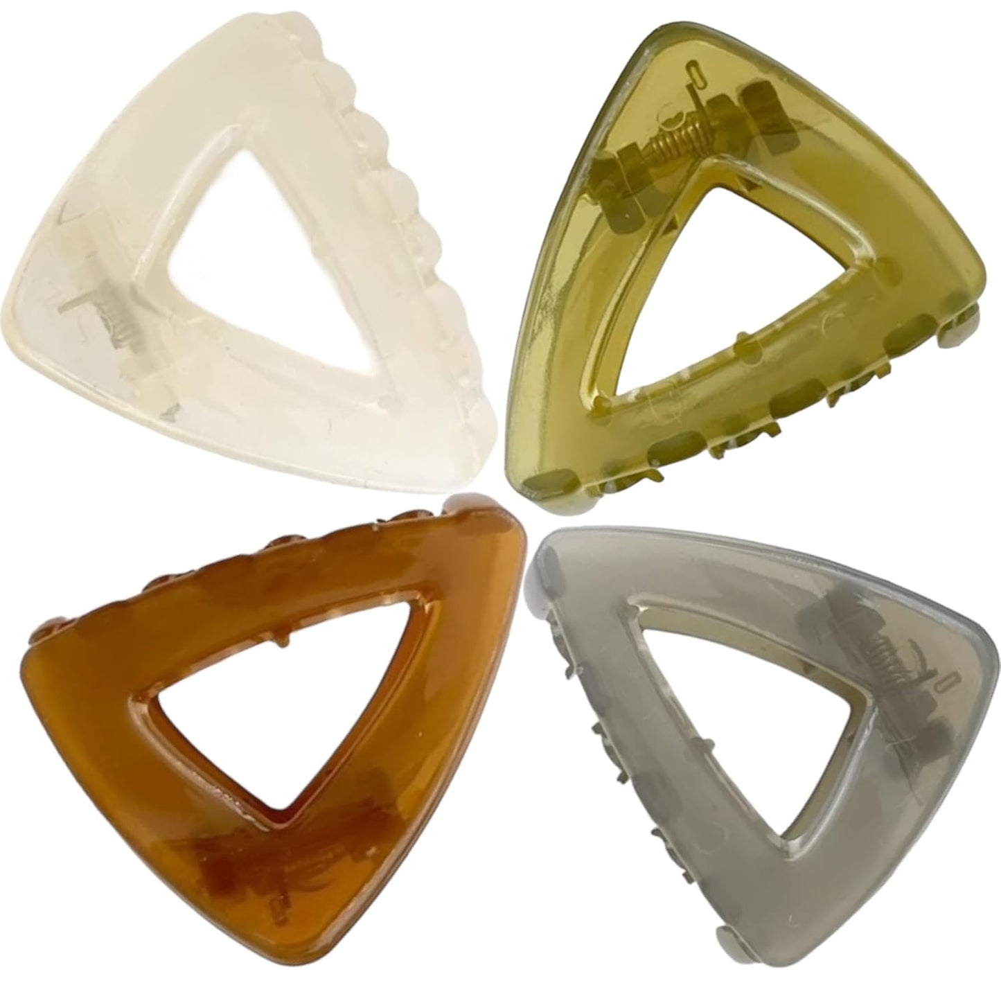 Generic Medium Small Triangle Claw Clips for Women Girls, Four Color 1.6 Inch Hair Styling Accessories for Long, Short, Thick and Thin Hair, (4 PACK), Green, Gray, Brown, Cream