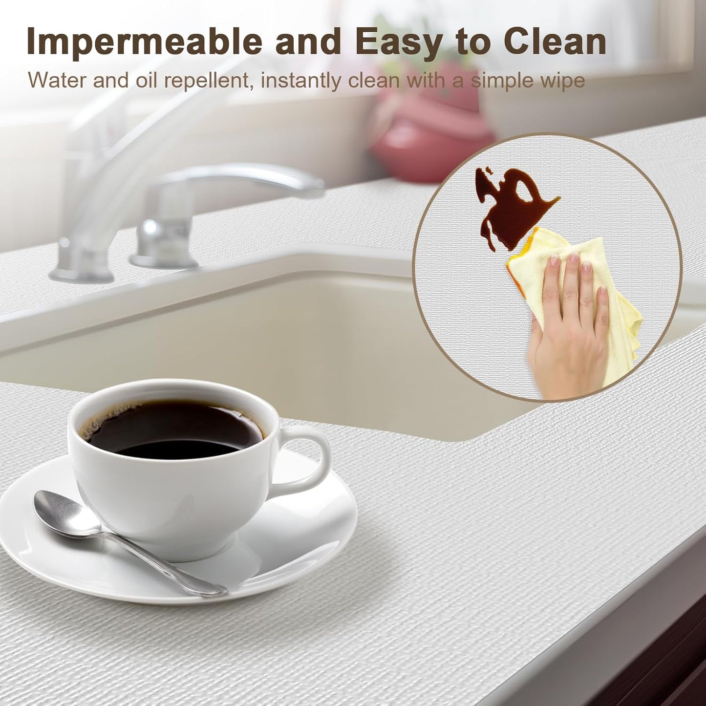 OcePor Non-Adhesive Drawer and Shelf Liner 17.5IN x 30FT，Non Slip Cabinet and Cupboard Liner, Kitchen Cabinet Liners for Shelves, Waterproof Drawer Shelf Liners for Cabinets/Bathroom Cupboard, White