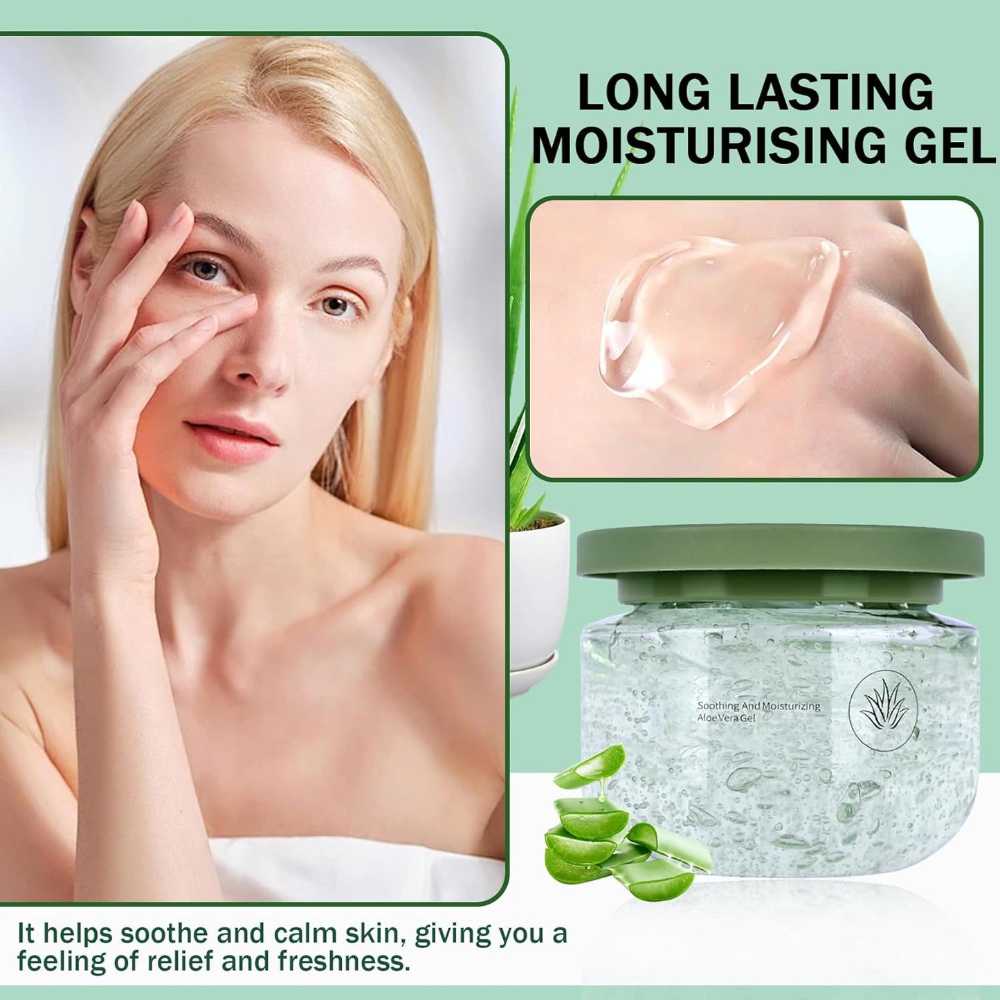 Moisturizing Gel for Face & Body,Non-sticky Gel After Sun Aloe Lotion Skin Care,Fast Absorbing Long Lasting Refreshing Hydrating Face Moisturizer for All Skin Types 08