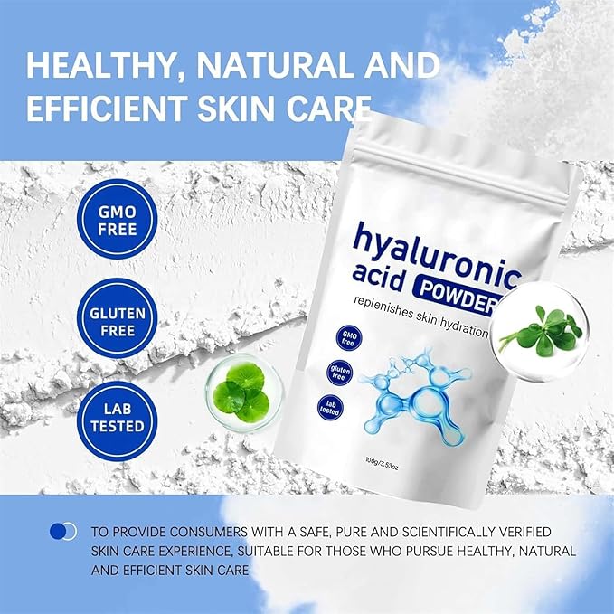 Hyaluronic Acid Powder, Hyaluronic Acid Powder for Skin Care, Low Molecular Weight, Water Soluble Hydrating Ingredient for Moisture, Skin Hydration and Moisture Support