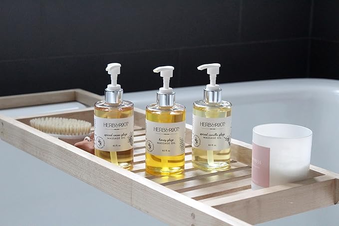 Herb & Root Spiced Cocoa Glaze: Chocolate Cinnamon Edible Massage Oil, Scented Body Oil for Women, Relaxing Gifts, Non-Sticky, Natural Plant-Based Aromatherapy