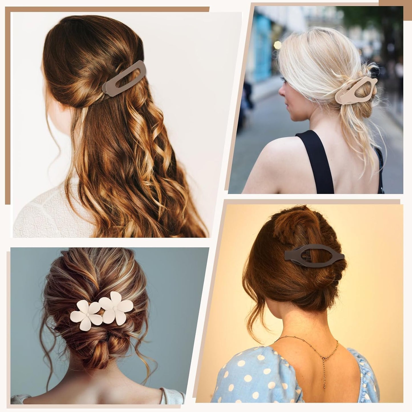 10 Pcs French Flat Hair Clips for Women - 3 Styles Non-slip Flat Claw Clips Matte Hair Claws for Thin Thick Hair