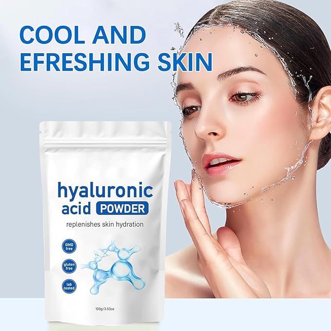 Hyaluronic Acid Powder,100g/3.53oz Hyaluronic Acid Powder for Skincare, DIY Facial Serum, Water Soluble Hydrating Ingredient for Skin Moisture