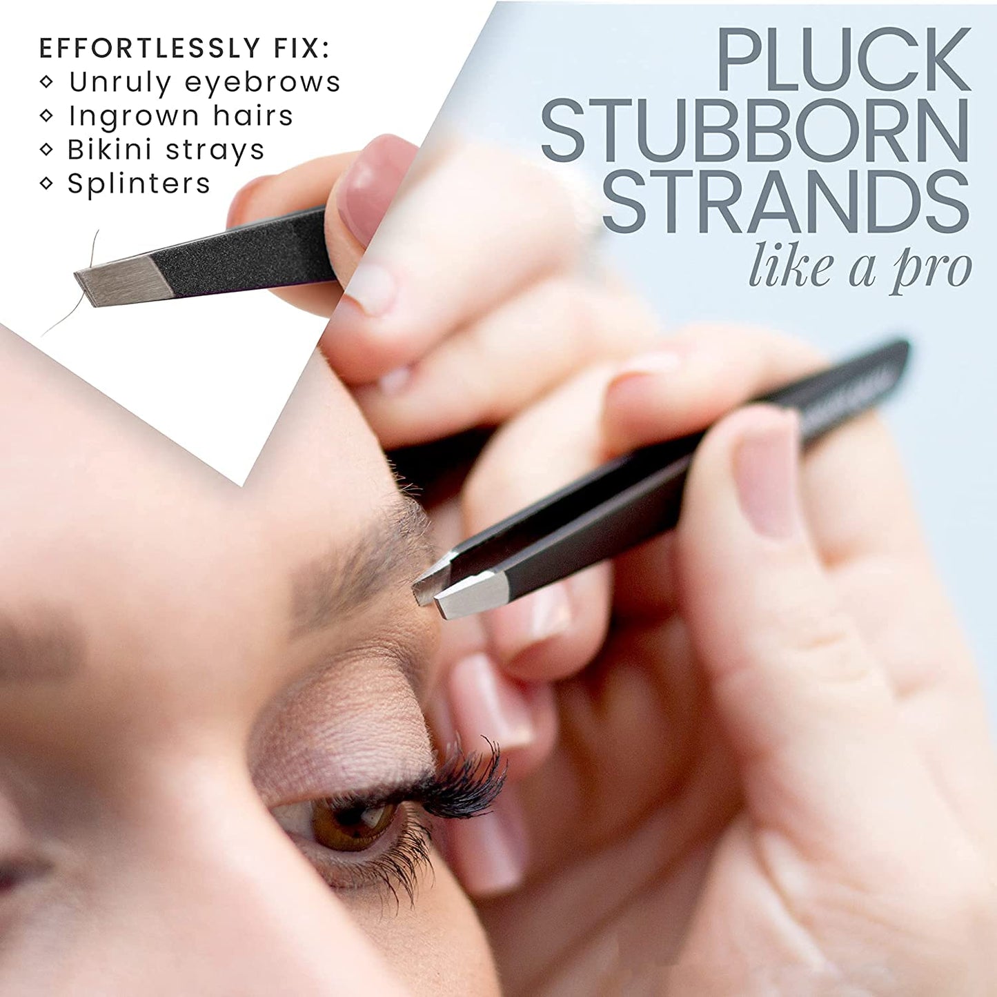 Tweezer Guru Tweezers for Women Facial Hair & Men – Precision Slant-Pointed Eyebrow Tweezer for Ingrown Hair, Blackhead & Splinter Removal (Purple)