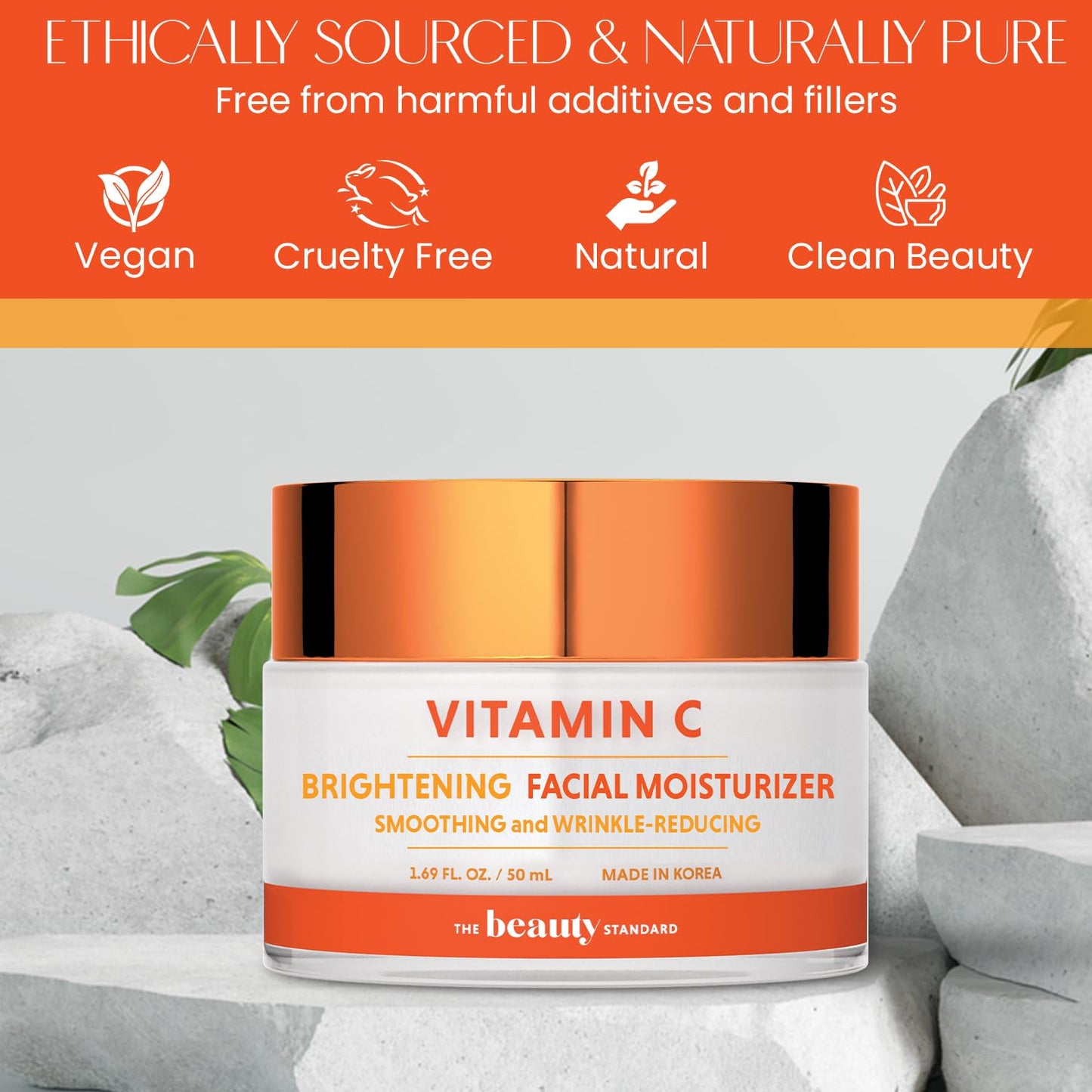 Vitamin C Facial Moisturizer - Hydrating & Anti-Aging, Smooths & Brightens Skin - Dermatologist Tested, Clean Beauty, Cruelty-Free Korean Skin Care for All Skin Types - 1.69 fl. oz