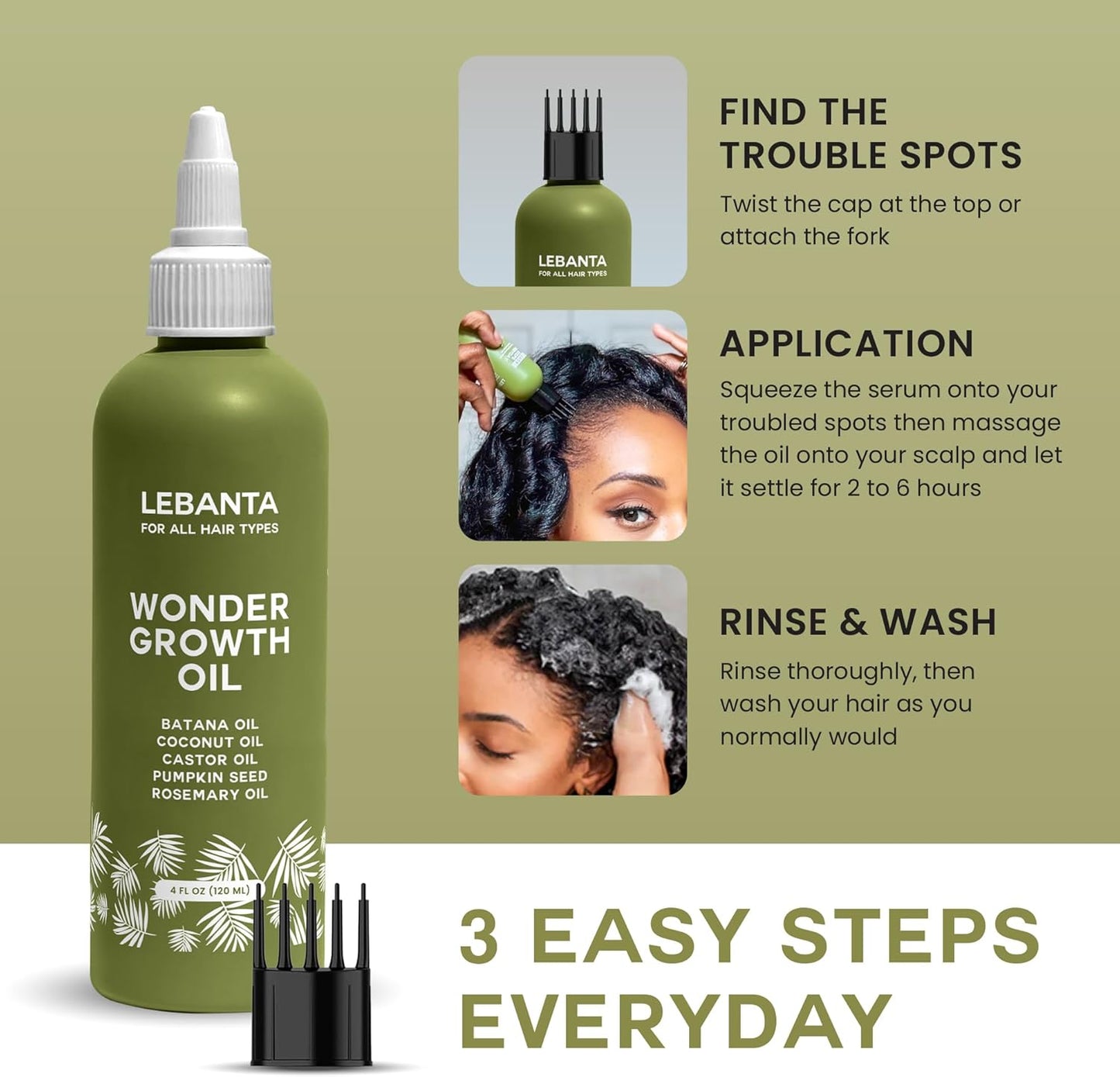 Batana Oil For Hair Growth - 100% Pure, Raw & Natural Blend With Organic Castor, Pumpkin Seed, Coconut and Rosemary Oil - Thicker, Stronger Hair Gifts For Men & Women Scalp (1 Pack)