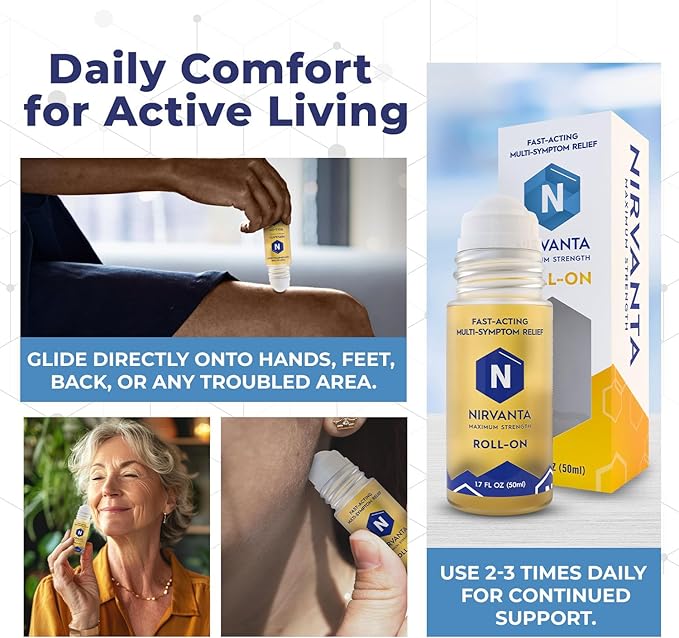 Natural Nerve Comfort Roll-On Oil 1.7oz – Fast-Absorbing with Rosehip, Frankincense and Myrrh - Soothing Support for Neck, Back & Joints – Lightweight and Non-Greasy