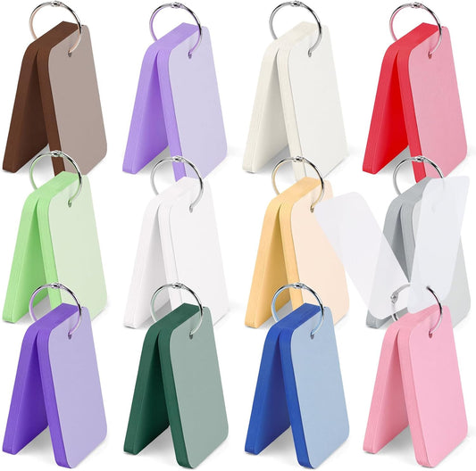 Koogel 600PCS Index Cards with Rings and Covers, 2.2x3.5 Inch Colored Flash Cards for Studying, Easy Flip Notecard for School Learning College Memory Recipe Color Coding Office Supplies, 12 Colors