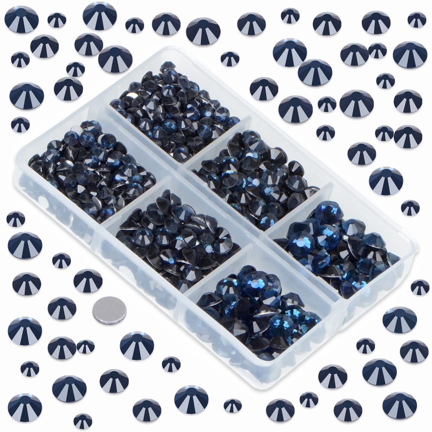 LPBeads 6000 Pieces Montana Non Hotfix Rhinestones 6 Sizes Round Crystal Glass Flat Back Rhinestones with Tweezers and Picking Pen for Nail Art Crafts Clothes Bags DIY