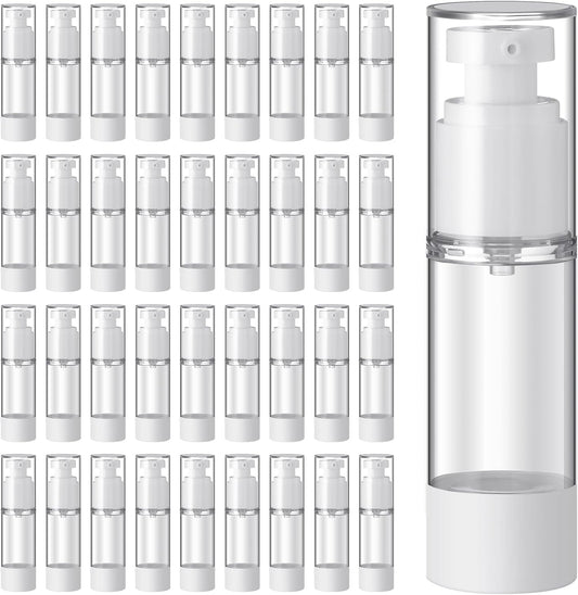 Sabary 60 Pcs Clear Airless Pump Bottles Refillable Cosmetic Travel Size Dispenser Vacuum Plastic Travel Bottles Empty Lotion Pump Dispenser Liquid Toiletry Container(2.7 oz)
