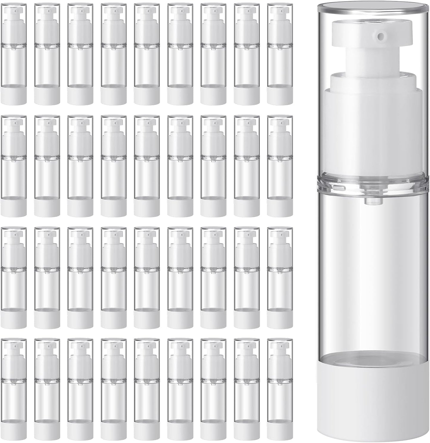 Sabary 60 Pcs Clear Airless Pump Bottles Refillable Cosmetic Travel Size Dispenser Vacuum Plastic Travel Bottles Empty Lotion Pump Dispenser Liquid Toiletry Container(3.4 oz)