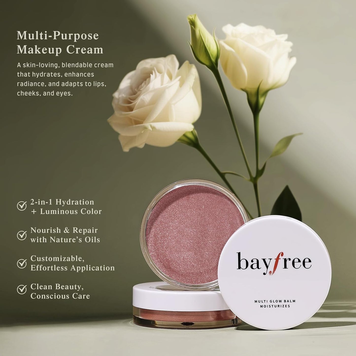 bayfree Multi Glow Balm, Cream Blush for Cheeks, Blush Balm Face Makeup, Radiant Finish, Hydrating, Creamy, Lightweight & Blendable Color, Face Makeup, 0.63 Oz