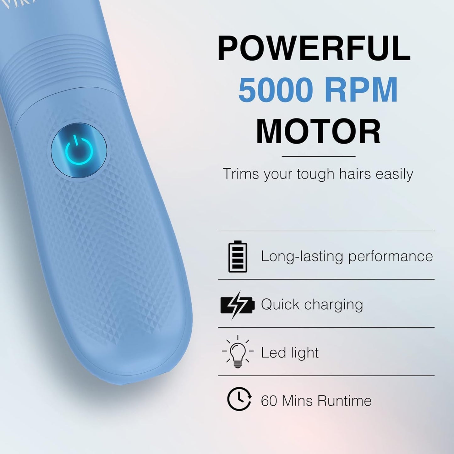 VIKICON Bikini Trimmer for Women: Painless Electric Pubic/Leg Shaver w/Light, Ceramic Hypoallergenic Blade, Waterproof Cordless Razor for Sensitive Skin, Travel-Ready Body Groomer, Gift for Her