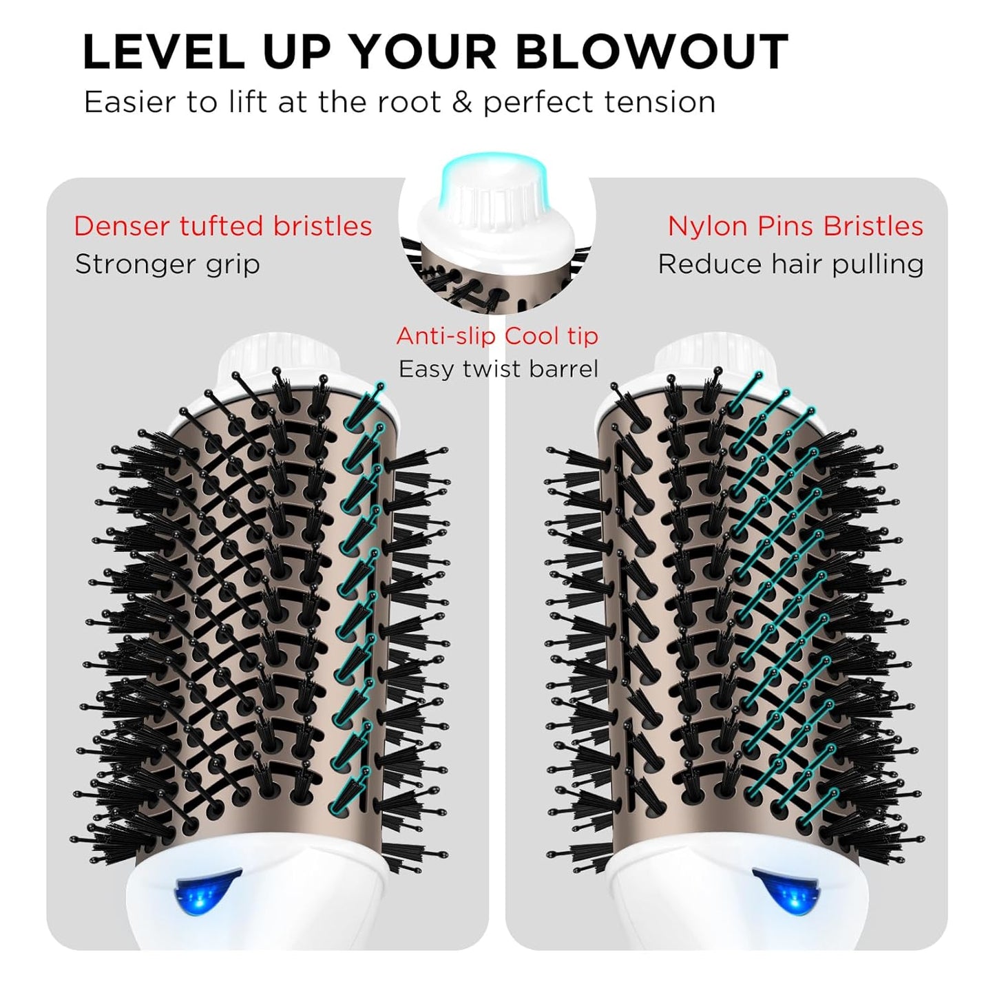 One Step Dryer & Volumizing Hot Air Brush, Blow Dryer, Ceramic Straightener, Curler & Hot Comb 4 in 1 Salon Ionic Hair Styling Tools, White