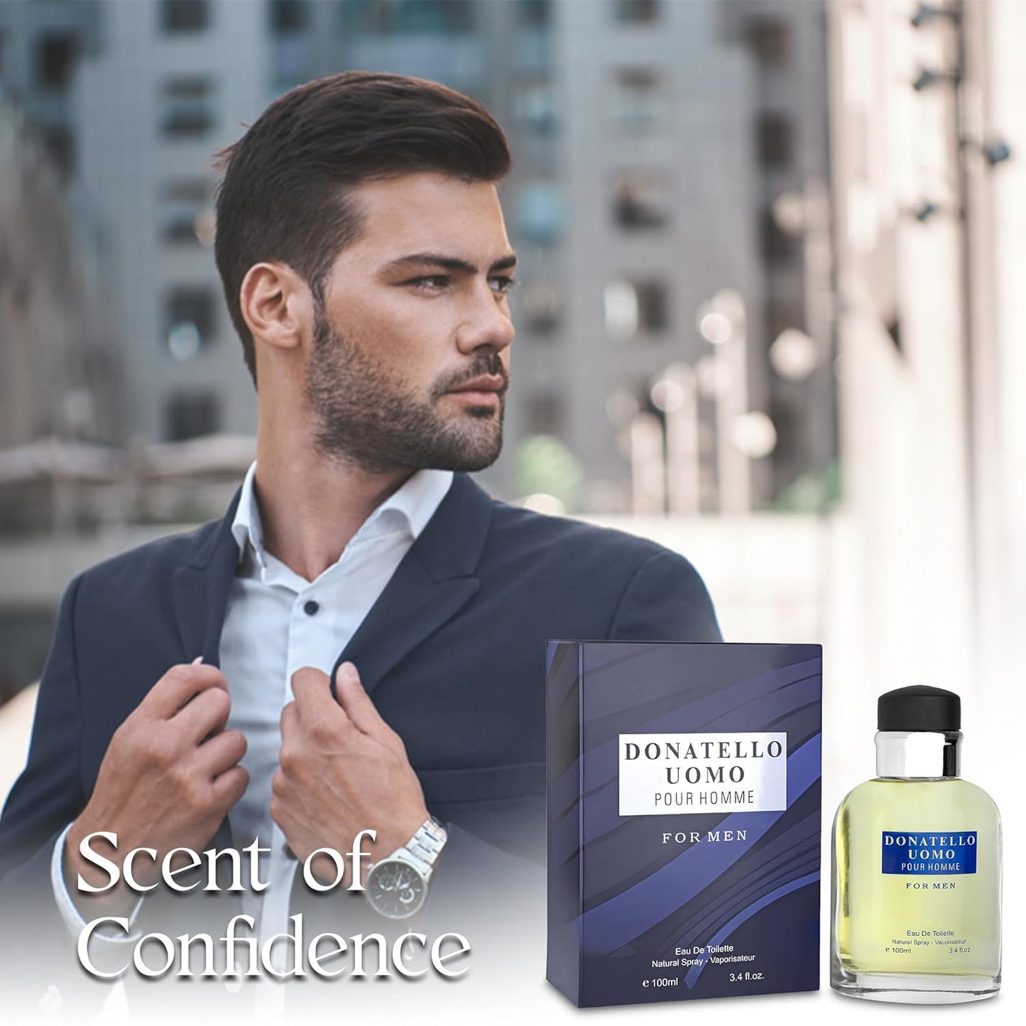 Donatello Uomo Men Cologne 100ml Eau De Toilette Spray, Notes of Citruses,Bergamot,Neroli,Mandarin Orange& Lavender Long-Lasting Perfume For Men Daily Wear