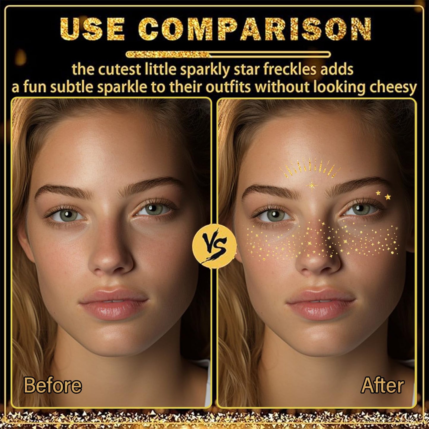 20 Pcs Makeup Patches,Glitter Freckles Patches with 5 Shapes - Sparkling Self-Adhesive Face Jewels for Festival, Rave & Party Makeup - Waterproof Face Glitter Stickers for Women & Teens