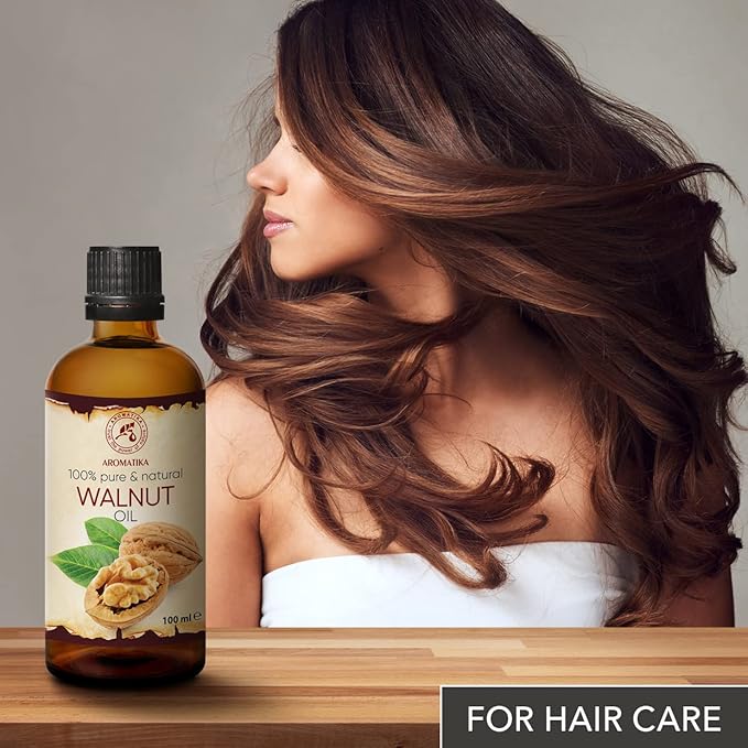 AROMATIKA Walnut Oil 3.4 fl oz - Juglans Regia Seed Oil - USA - 100% Pure - Intensive for Face Care - Body - Hair - Skin - Nails - Hands - Good w/Essential Oil