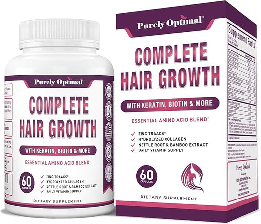 Premium Hair Growth for Women & Men - Hair Growth Vitamins w/ Biotin & Keratin - Prevents Hair Loss & Thinning, Supports Thicker Healthier Hair Growth - Supplement for All Hair Types, 60 Capsules