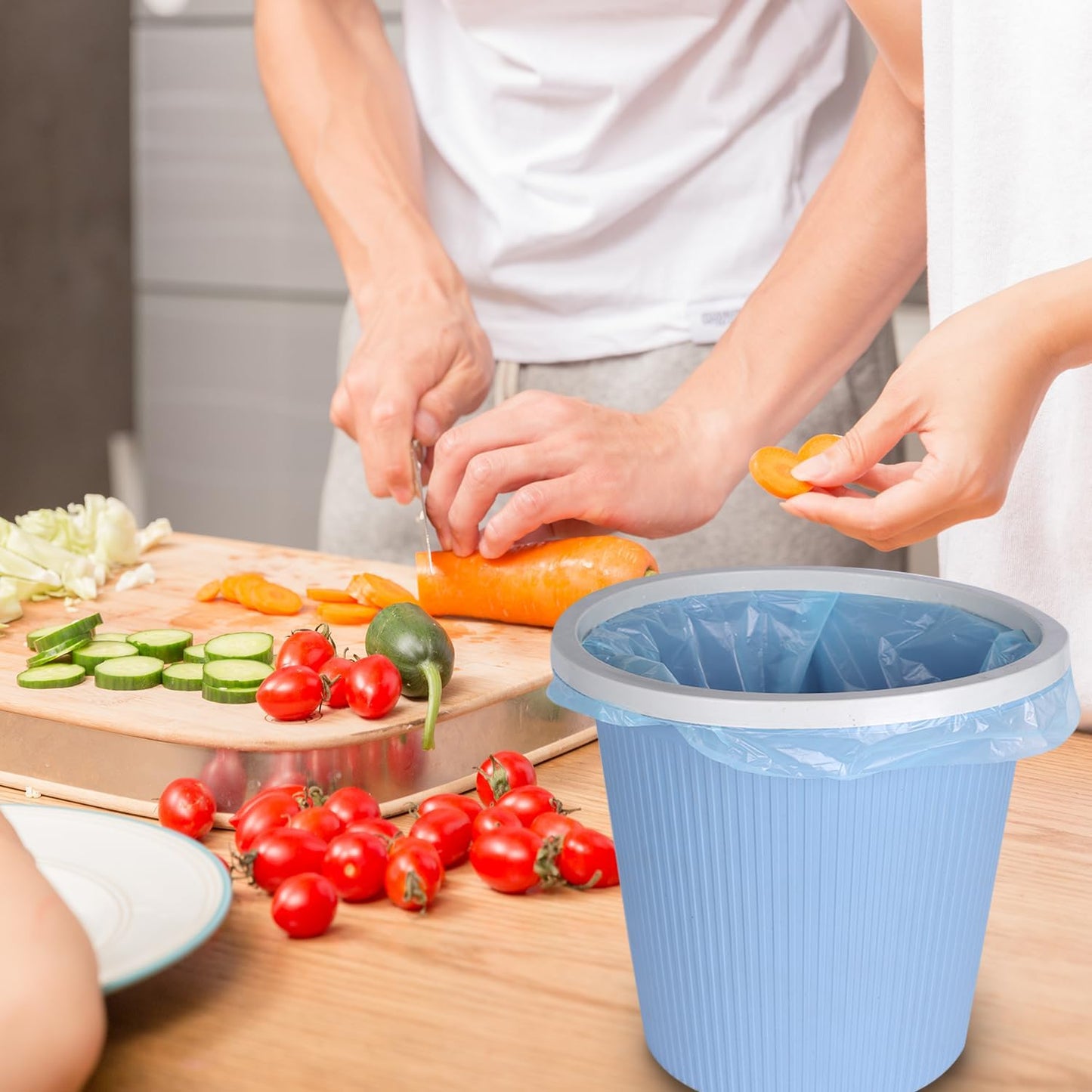 1.2 Gallon Flap-Tie Mini Trash Bags 125 Count Small, Leak Proof and Tear Resistant Garbage Bags for Bathroom, Kitchen, Office, Car, and Travel Durable Plastic Bin Liners, Blue