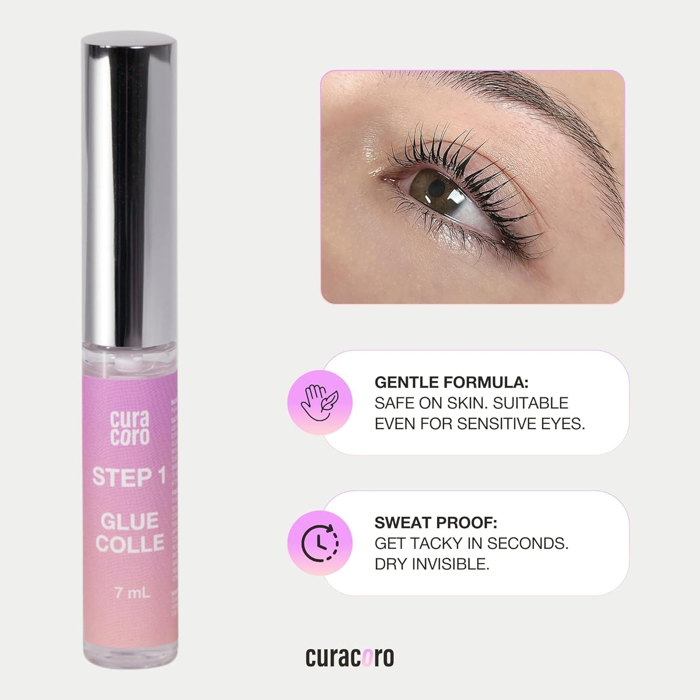 Curacoro Lash Lift Collagen Nourishing Lotion - Professional Eyelash Perm Kit, Semi-Permanent Lash Curling, Nourishing Collagen, Hygiene Safe & Easy to Clean Professional Use (Step 4)