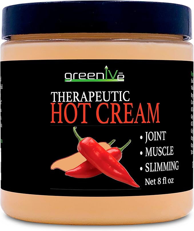 GreenIVe Hot Cream Massage Lotion Hot & Cold Sensation for Joints and Muscles and Skin Tightning Wraps (8oz Jar)