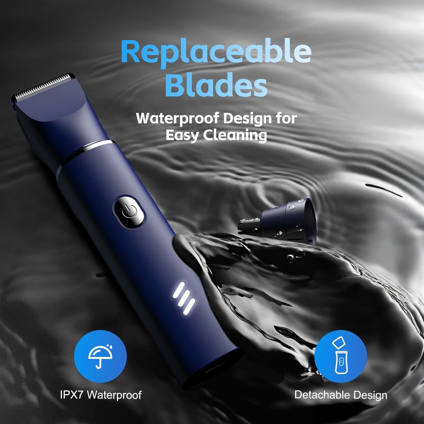 Electric Razor for Men: Manscape Body Trimmer for Mens Gifts, Electric shavers, IPX7 Waterproof, USB-Rechargeable,Replaceable Blade, Blue
