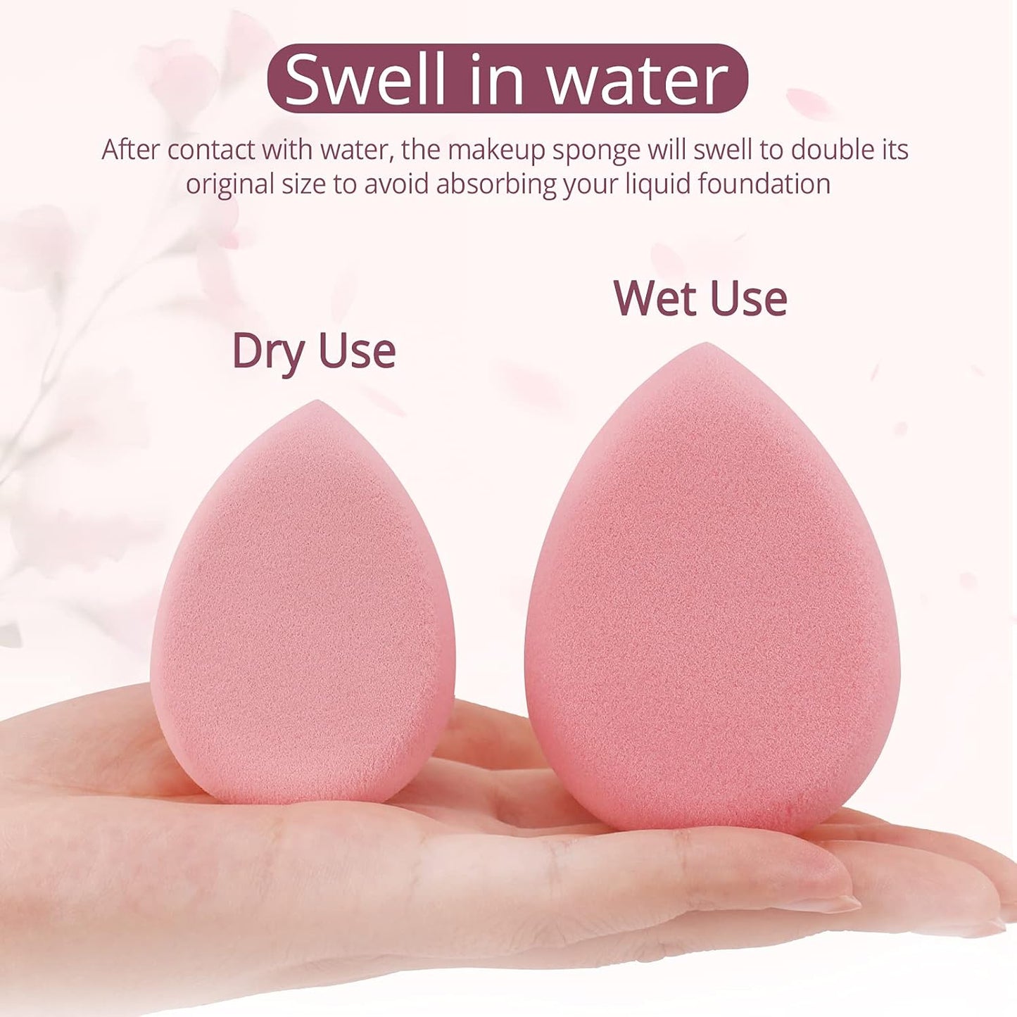 BEAKEY Flat Duo Makeup Sponge of 6, Super Soft 0 Latex Blending Sponge for Flawless Application - Liquid, Cream, Powder, Patented Design,Pink