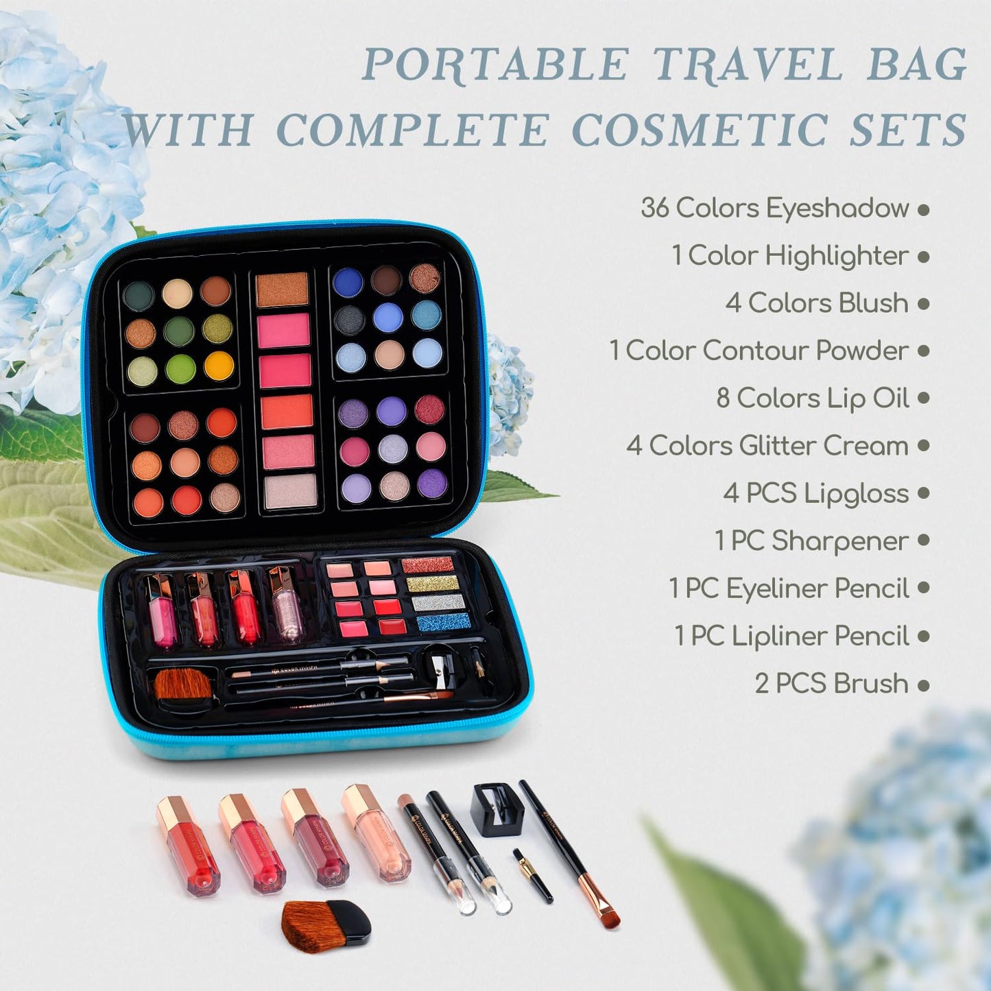 Color Nymph Makeup Palettes Makeup kits for Girls Any Ages, Teens Makeup Set for Beginner with Reusable Handbag, Eyeshadow Palette with Blushes Bronzer Highlighter Lipgloss Lip Oil Sharpener