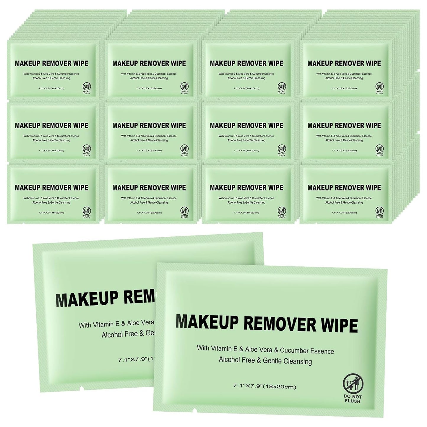 Makeup Remover Wipes Individually Wrapped, 300 Pcs Facial Cleansing Towelette Travel Size, Alcohol-Free, Gentle for Removing Makeup, Oil, Dirt