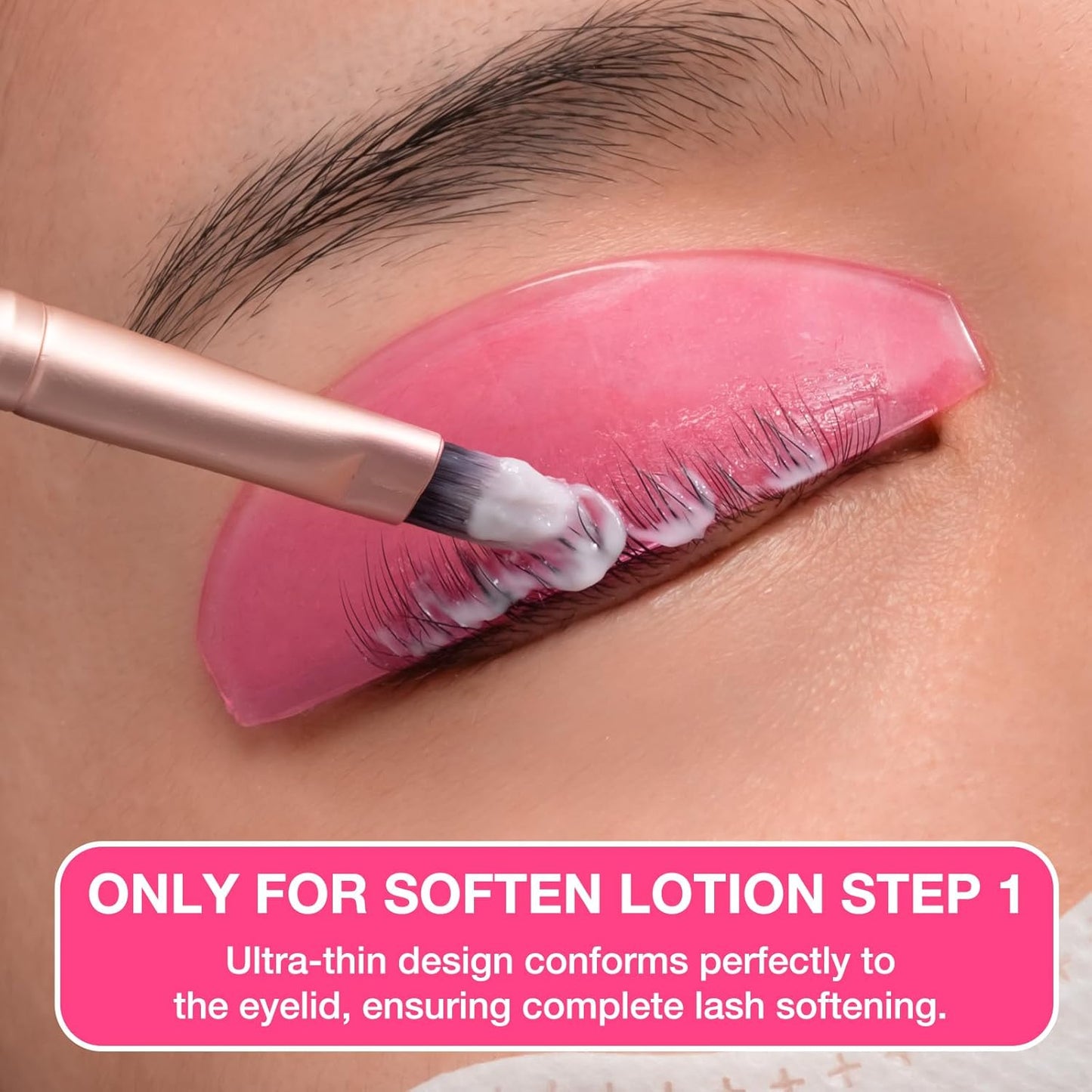 1 Pair Korean Lash Lift Flat Shields, Pink Lightweight Lash Lifting with 1mm Ultra-Thin Design, Glueless Adhesion & Flexible Stretch Eyelash Lift Pads, Reusable Eyelash Perm Tools for Ideal Curls