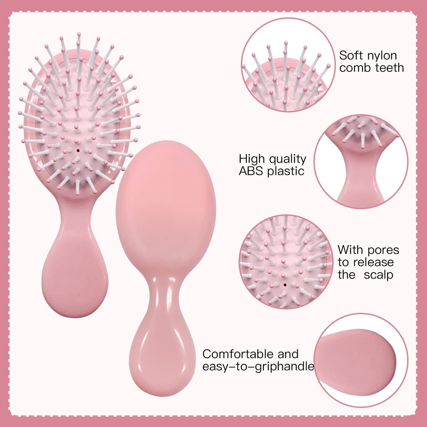 24 Pieces Mini Wet Hair Brush, Travel Detangling Brush, for Most Hair Types, with Ease Knots Without Tears or Breakage, Multicolor