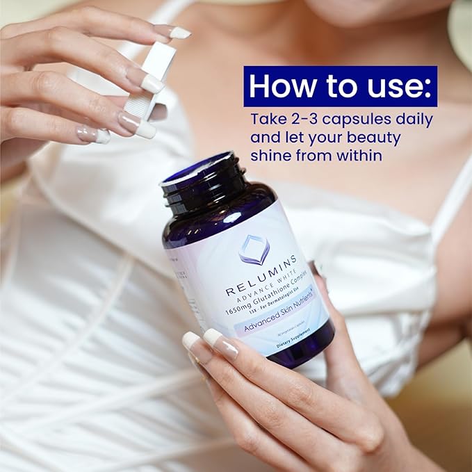 Relumins L-Glutathione Complex 1650mg - Antioxidant Support with Alpha Lipoic Acid, NAC, L-Methionine, Vitamin E - Halal & cGMP Certified, Skin Health Supplement - 90 Vegetarian Capsules x 5 Bottles