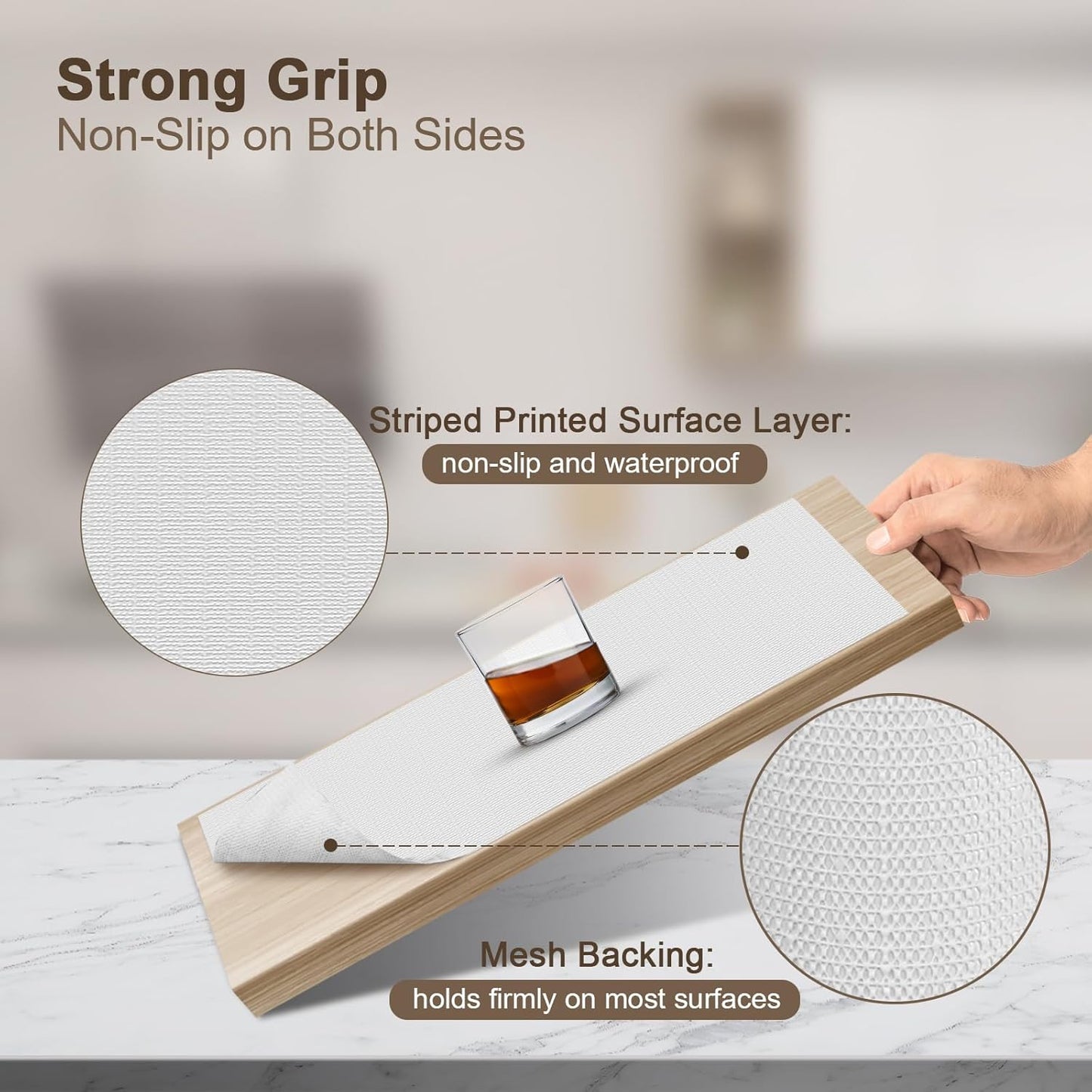 OcePor Non-Adhesive Drawer and Shelf Liner 24IN x 20FT，Non Slip Cabinet and Cupboard Liner, Kitchen Cabinet Liners for Shelves, Waterproof Drawer Shelf Liners for Cabinets/Bathroom Cupboard, White