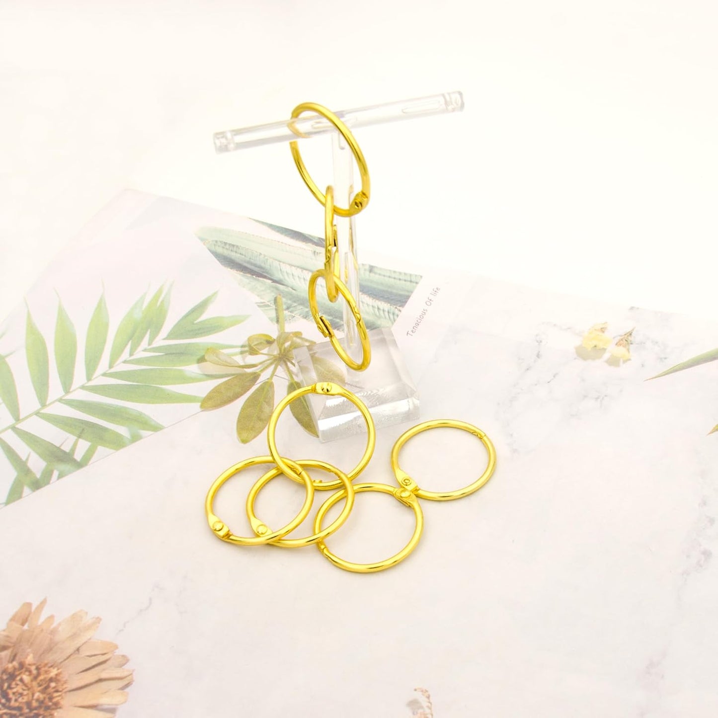 Loose Leaf Binder Rings Inner Dia: 1 inch(25.5mm) 100pcs Metal Golden Book Binder Rings Paper Rings Clips Key Rings Index Cards Rings Great for Home School Office