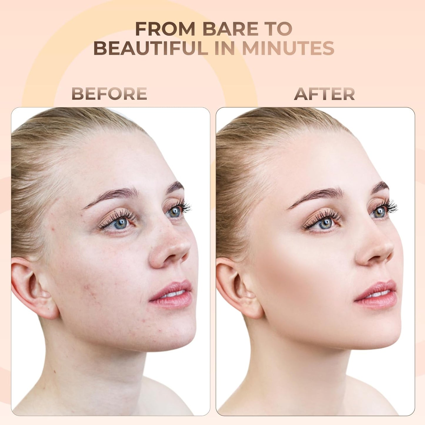 4pc Full Size Kit (Warm Shade) Mineral Makeup Matte Translucent Loose Foundation + Kabuki Brush + Concealer + Finishing Setting Powder + Bare Face Full Coverage SPF 30 All Skin Types Waterproof