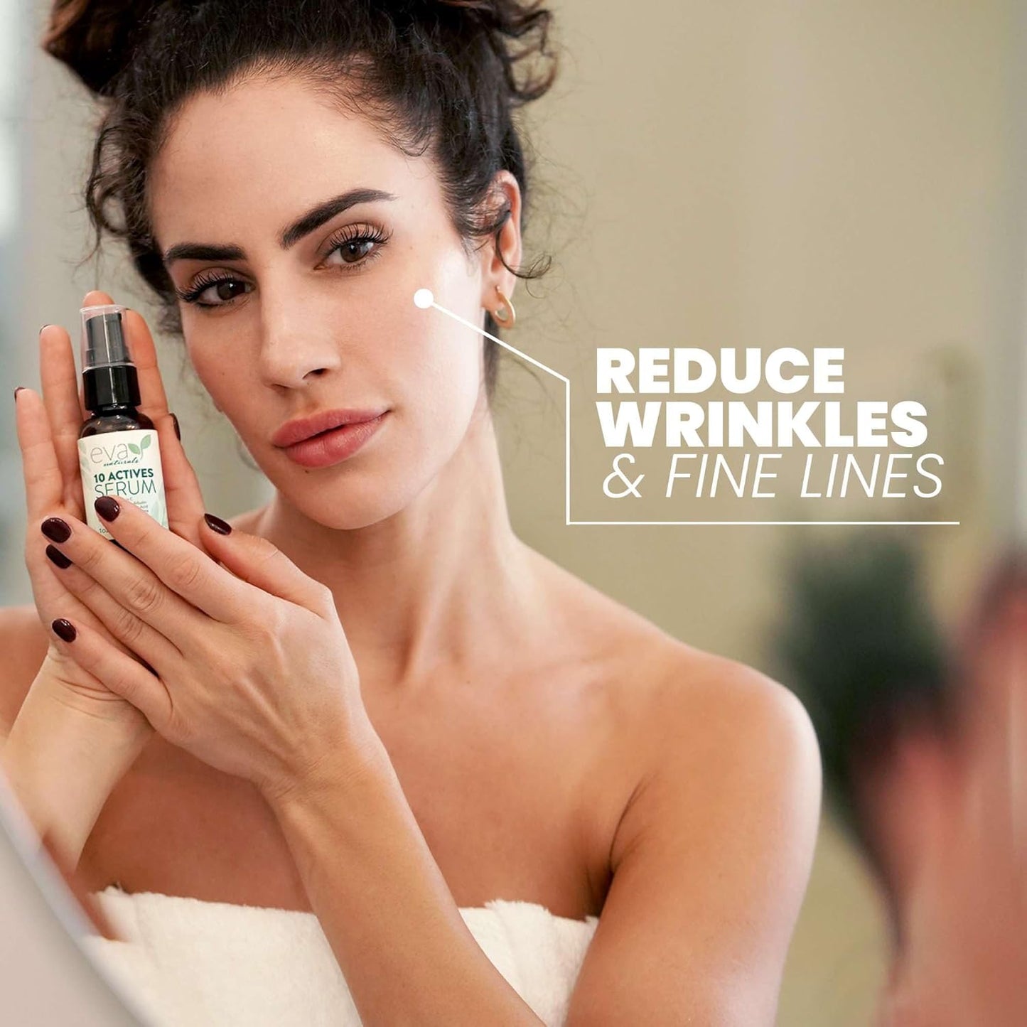 Eva Naturals 10 Actives Serum – Vitamin C, Niacinamide, Hyaluronic Acid, Turmeric, CoQ10 – Natural Anti Aging Face Serum for Dark Spots, Wrinkles, Acne, Skin Care & Facial Spot Remover