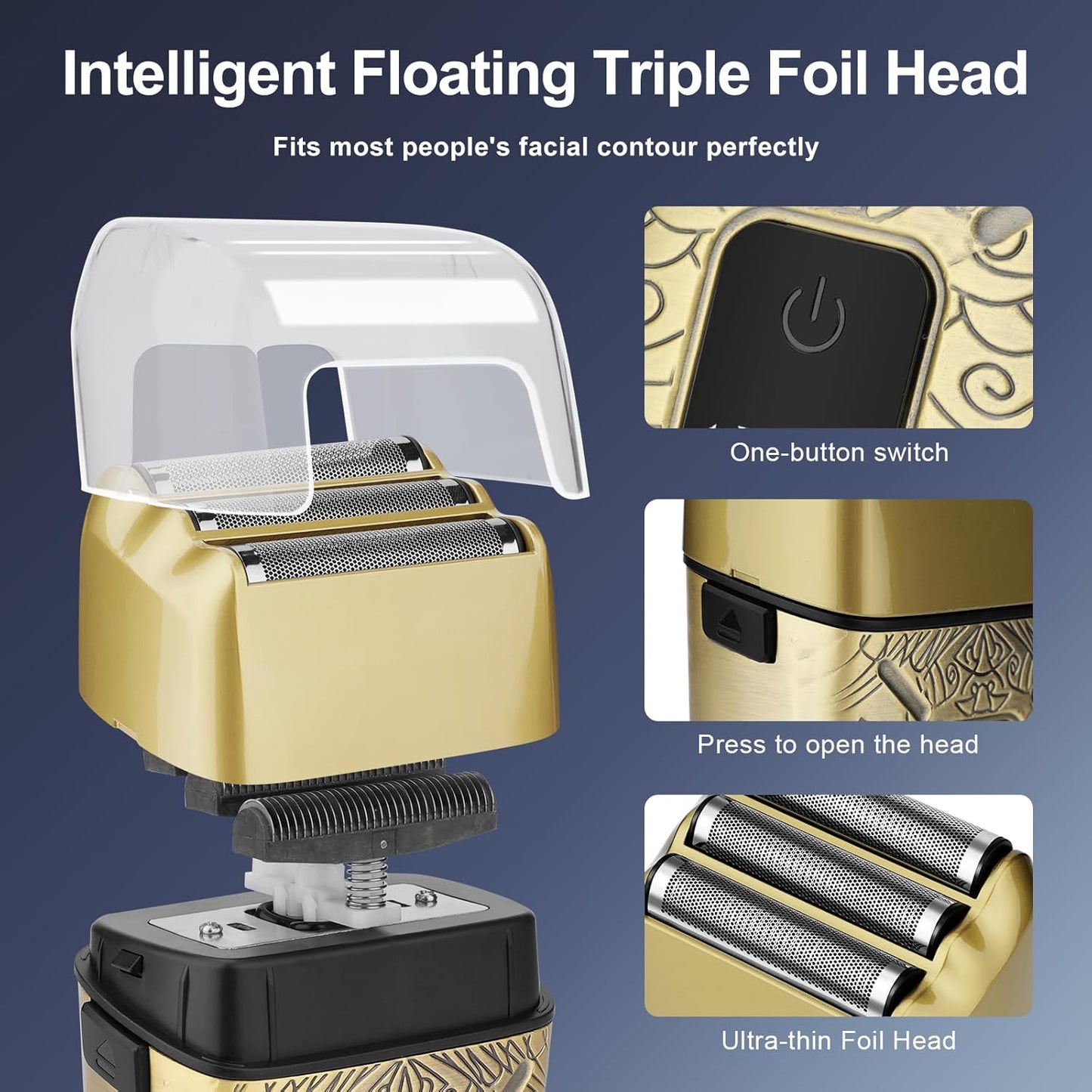 Electric Shavers for Men,Waterproof Powerful Motor Electric Razor,Head Shavers for Bald Men,Triple Foil Beard Trimmer,Barber Supplies LED Displays & USB Charging Shaver, Gifts