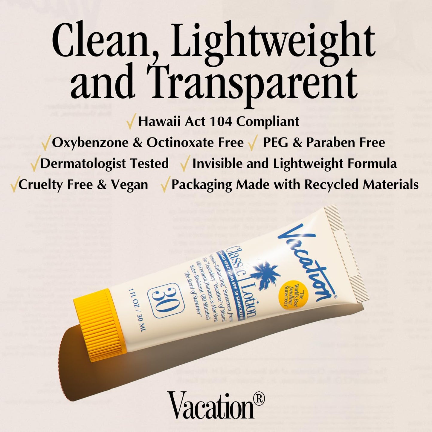 Vacation Mini Classic Sunscreen SPF 30, Water-Resistant, Bulk Suntan Lotion, Bachelorette Party Favors, Beach Must Haves, Traveling Essentials, Travel Size, 1 Fl. Oz. (Value Pack of 12)