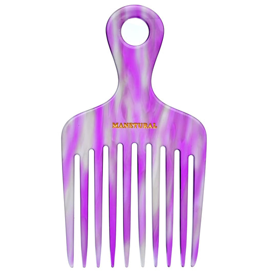 14MX Long-Tooth Comb/Afro Hair Lift Combs for Women's Curls and Men's Beards - Hand-Made, Hand-Crafted Beauty for Effortless Styling (purple_B, 2PACK)