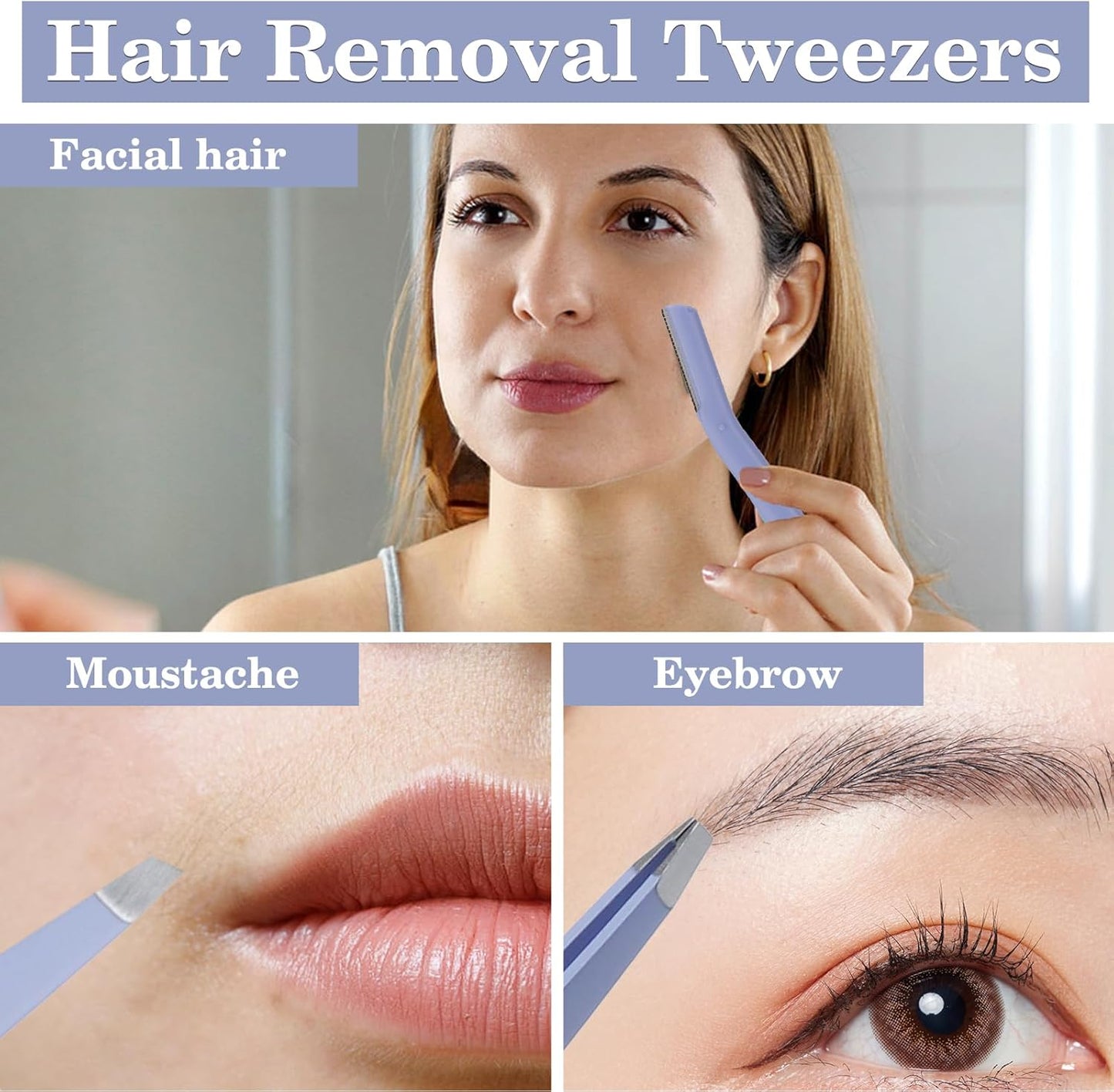 WSYUB Blackhead Tweezers,Ingrown Hair Tweezers,Pimple Popper Tool Kit,Acne Needle Tool, Blackhead Extractor,Eyebrows Facial Hair Razors