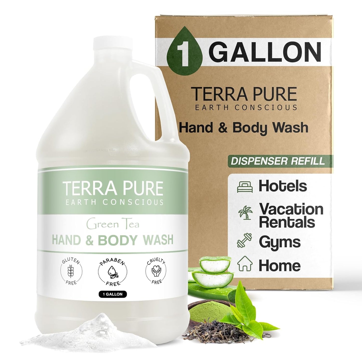 Terra Pure Hotel Body Wash/Hand Soap | One Gallon | Designed to Refill Soap Dispensers (Set of 1)