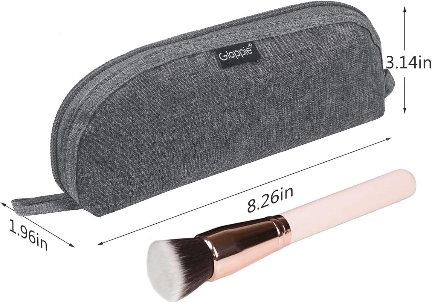 Gloppie Portable Makeup Brush Bag - Compact and Durable Small Cosmetic Case for Daily and Travel Use, Grey